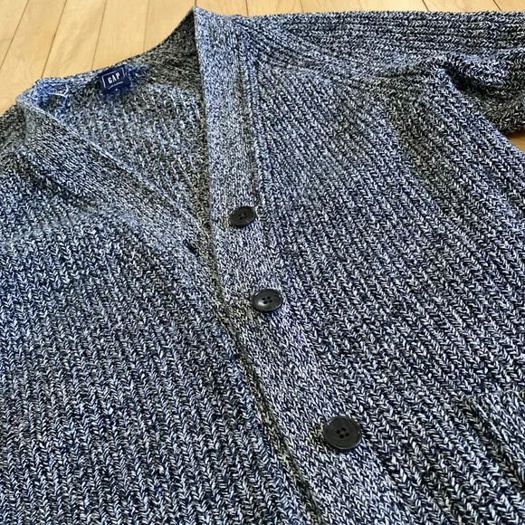 Gap Medium Weight Oversized Gray Black and White Cotton Sweater Coat sz Small - Picture 4 of 4